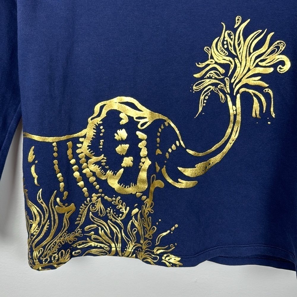 Lilly Pulitzer Blue and Gold Elephant Sweatshirt - Picture 3 of 8